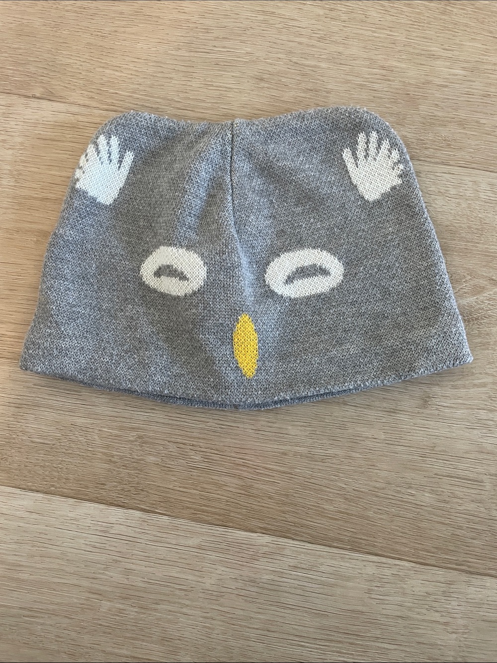 Patagonia Kids Grey Owl Knit Beanie with Yellow Nose